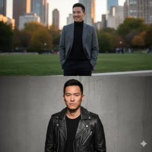 Man in stylish outfits outdoors